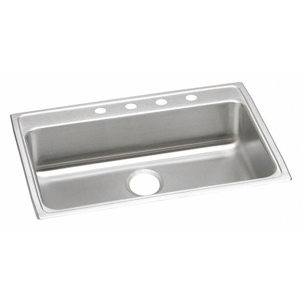 Elkay Lustertone, SS, 1 Bowl Top Mnt Sink, Drop-In Mount, 3 Hole, Lustrous Satin Finish LRAD3122653