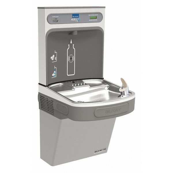 Elkay Indoor, On-Wall Mount, Gray, Yes ADA, Drinking Fountain with Bottle Filler LZSG8WSLK