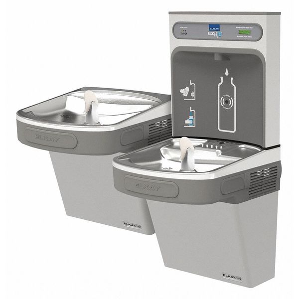 Elkay Indoor, On-Wall Mount, Gray, Yes ADA, Drinking Fountain with Bottle Filler LZSTLG8WSLK