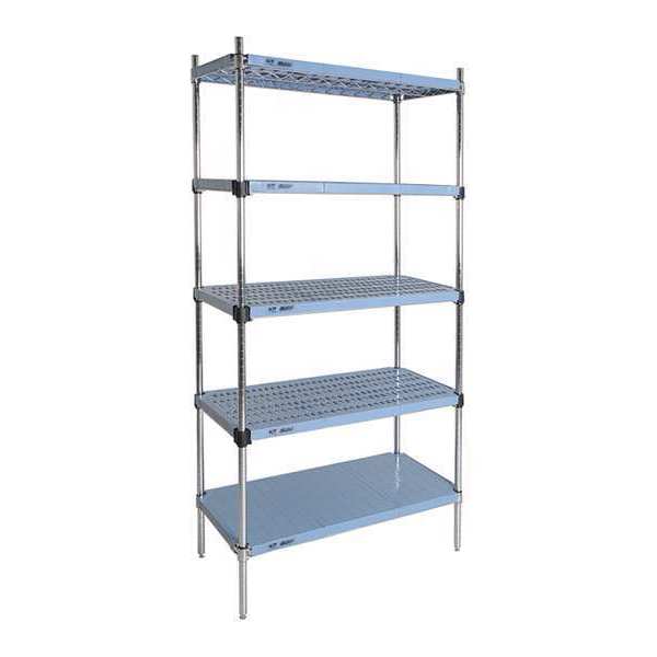 Eagle Group Starter Plastic Shelving Unit, 5 Shelves, Blue QPSU2448C-B5-74