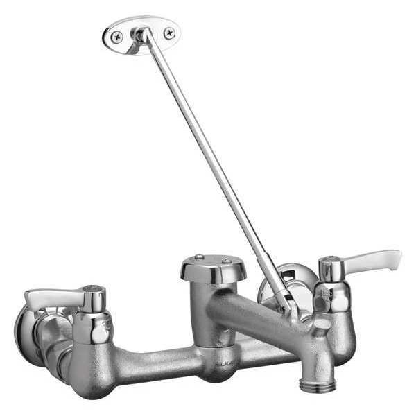 Elkay Lever Handle, Commercial 2 Hole Faucet, Pre-Rinse, 14" Add-On Spout LKB940C