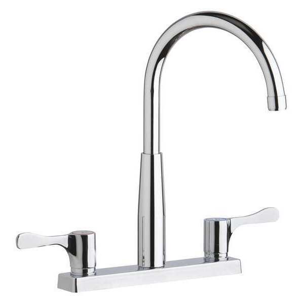 Elkay Lever Handle, 8" Mount, Residential / Commercial 3 Hole Faucet, Sensor Scrub/Handwash, Deck Mount LKD2423BHC