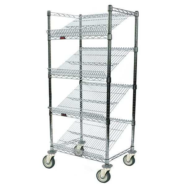 Eagle Group Visual Merchendising Cart, Chrome, 60"L, Steel, 4 Shelves M1860C-4