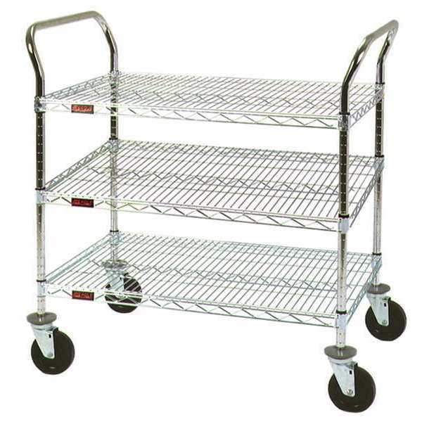 Eagle Group Utility Cart, Stainless Steel, 3 Shelves, 500 lb EU3-1836S