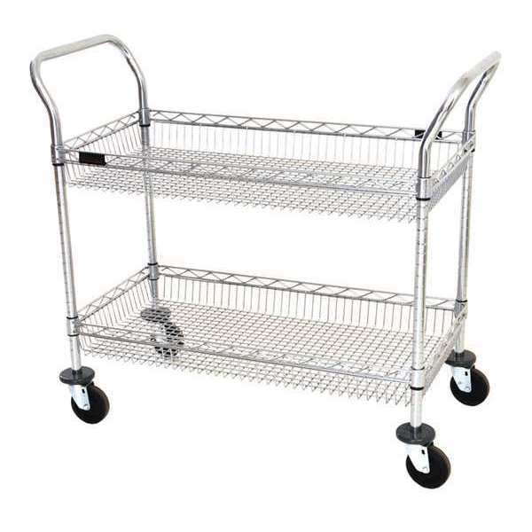 Eagle Group Utility Cart, 2 Chrome Basket Shelves WBC1836C-2B