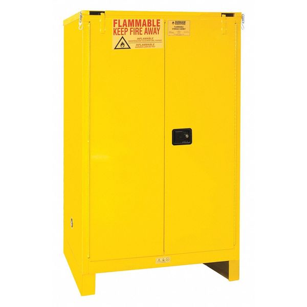 Durham Mfg Flammable Safety Cabinet, Self Close, 90 gal., Yellow, Legs 1090SL-50