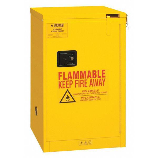Durham Mfg Flammable safety cabinet, Self Close, 16 gal., Yellow 1016S-50