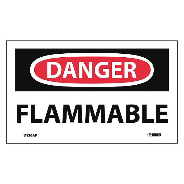Nmc Danger Flammable Label, Pk5, D126AP D126AP