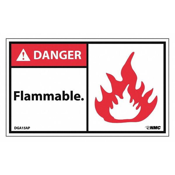 Nmc Danger Flammable Label, Pk5, DGA15AP DGA15AP
