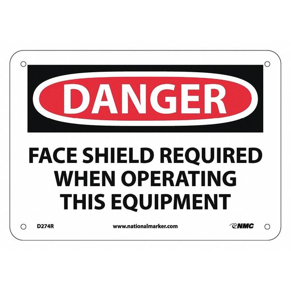 Nmc Danger Face Shield Required Sign D274R