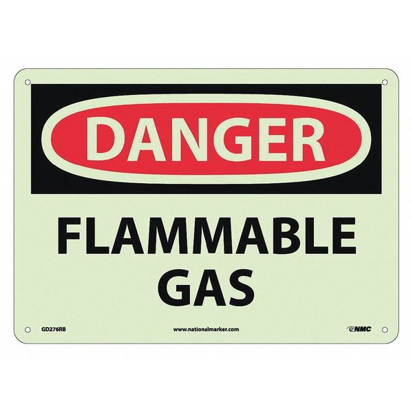 Nmc Danger Flammable Gas Sign, GD276RB GD276RB