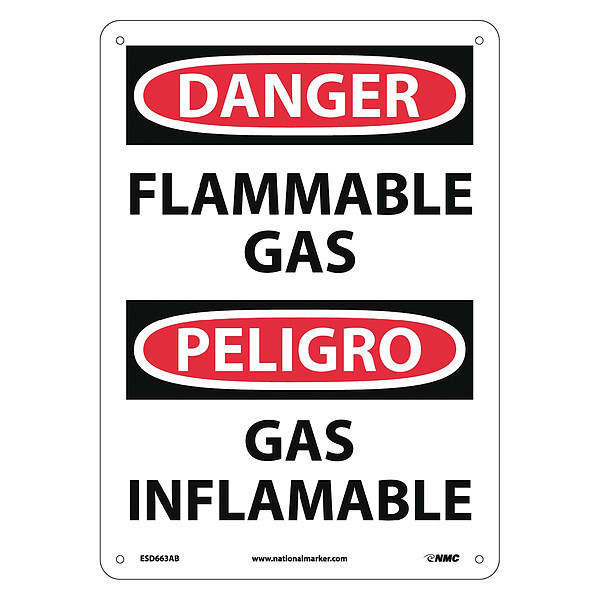 Nmc Danger Flammable Gas Sign - Bilingual, ESD663AB ESD663AB