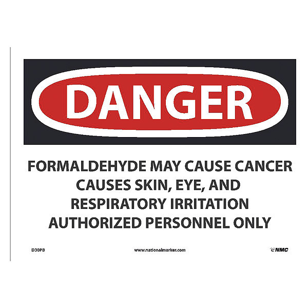 Nmc Danger Formaldehyde May Cause Cancer Sign, D30PB D30PB