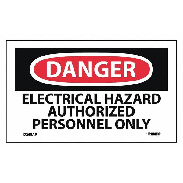 Nmc Danger Follow Electrical Hazard Label, Pk5 D268AP