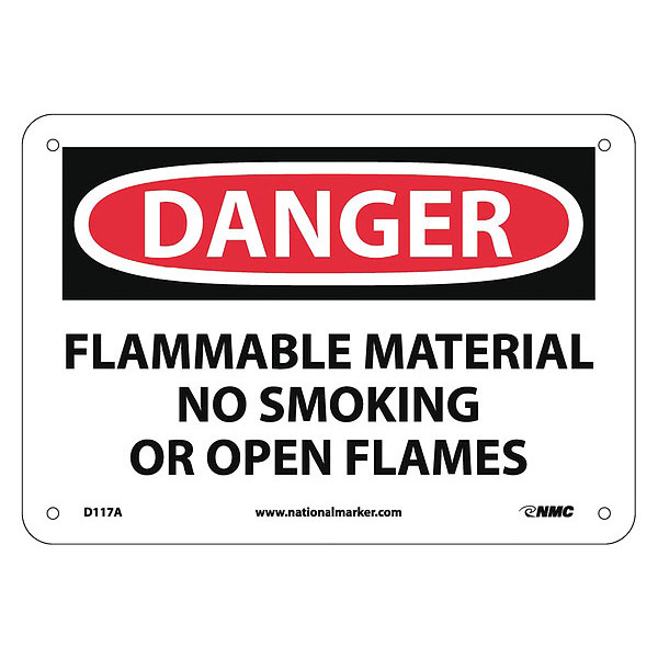 Nmc Danger Flammable Material Sign, D117A D117A