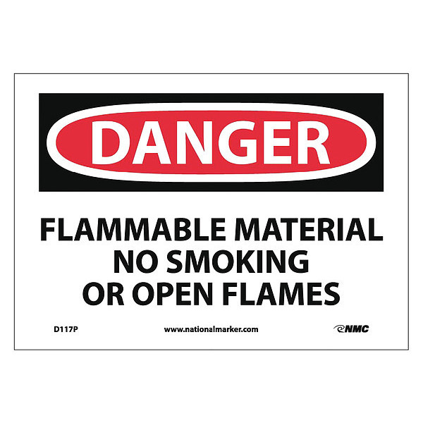 Nmc Danger Flammable Material Sign, D117P D117P