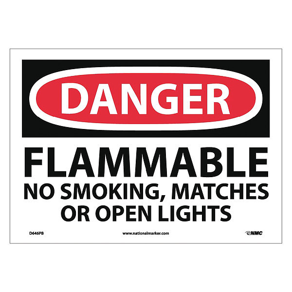 Nmc Danger Flammable No Smoking Sign, D646PB D646PB