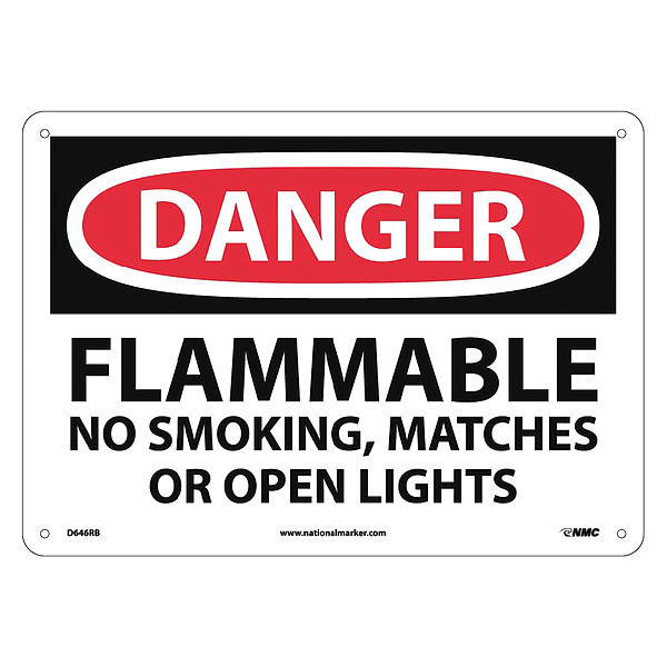 Nmc Danger Flammable No Smoking Sign, D646RB D646RB