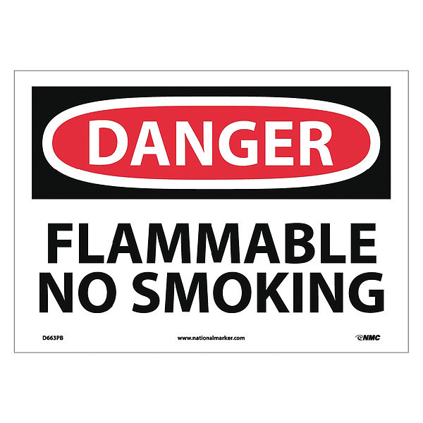 Nmc Danger Flammable No Smoking Sign, D663PB D663PB