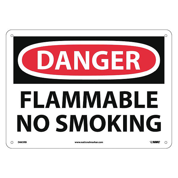 Nmc Danger Flammable No Smoking Sign, D663RB D663RB