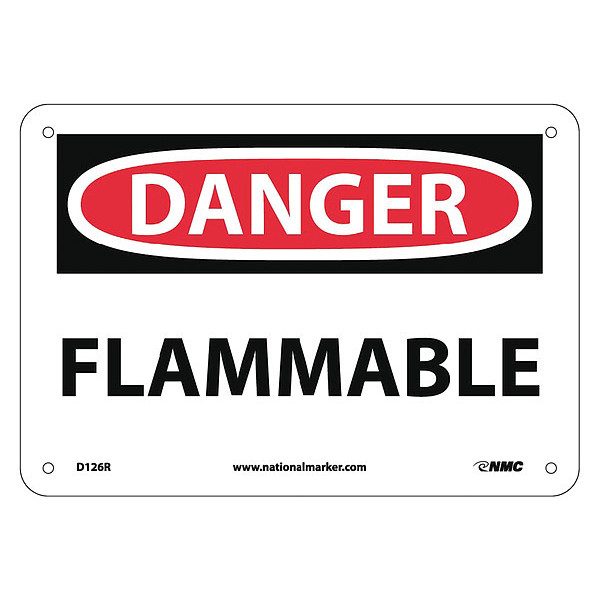 Nmc Danger Flammable Sign, D126R D126R