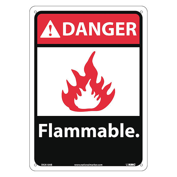 Nmc Danger Flammable Sign, DGA15AB DGA15AB