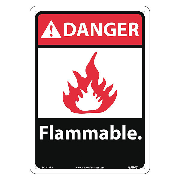 Nmc Danger Flammable Sign, DGA15RB DGA15RB