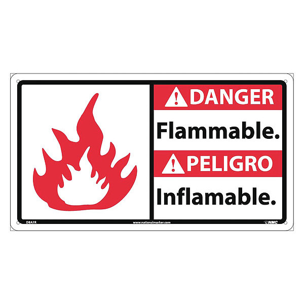Nmc Danger Flammable Sign - Bilingual, DBA7R DBA7R