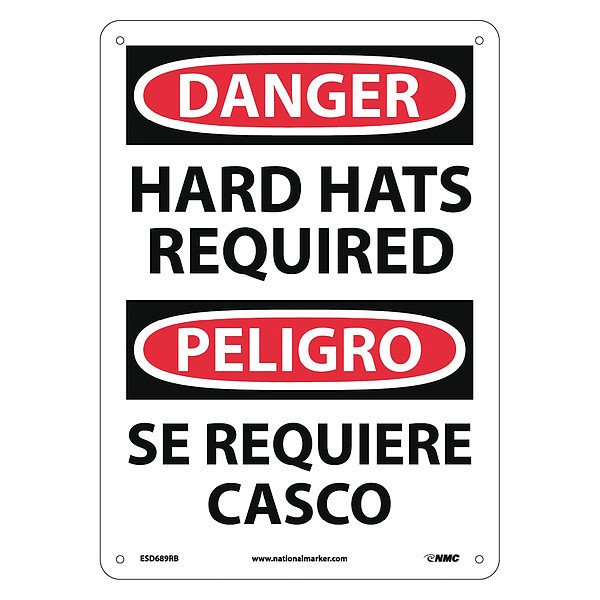 Nmc Danger Hard Hats Required Sign - Bilingual ESD689RB
