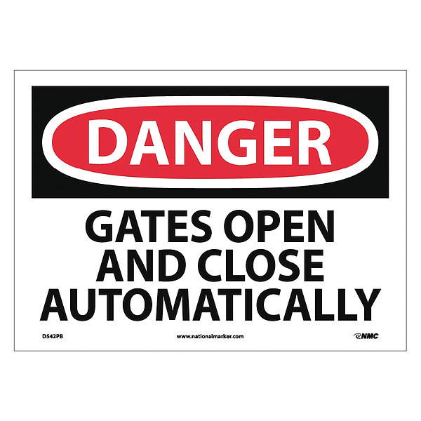 Nmc Danger Gates Open And Close Automatically Sign, D542PB D542PB