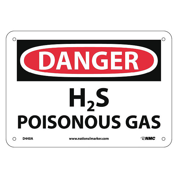 Nmc Danger H2S Poisonous Gas Sign, D440A D440A