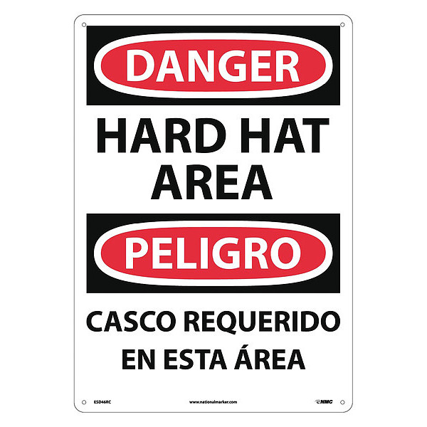Nmc Danger Hard Hat Area Sign - Bilingual ESD46RC