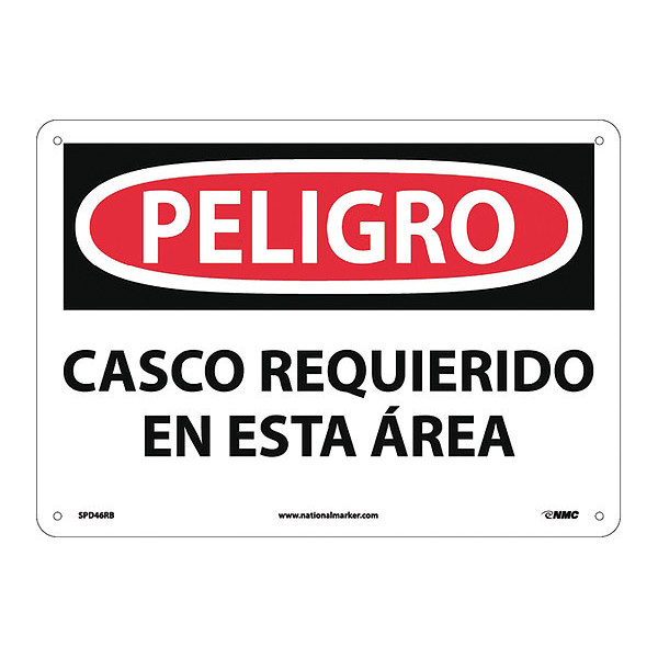 Nmc Danger Hard Hat Area Sign - Spanish, SPD46RB SPD46RB