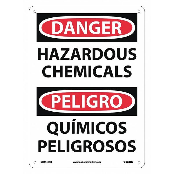 Nmc Danger Hazardous Chemicals Sign - Bilingual, ESD441RB ESD441RB
