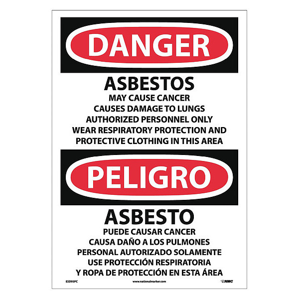 Nmc Danger Hazardous Chemicals Sign - Bilingual, ESD95PC ESD95PC