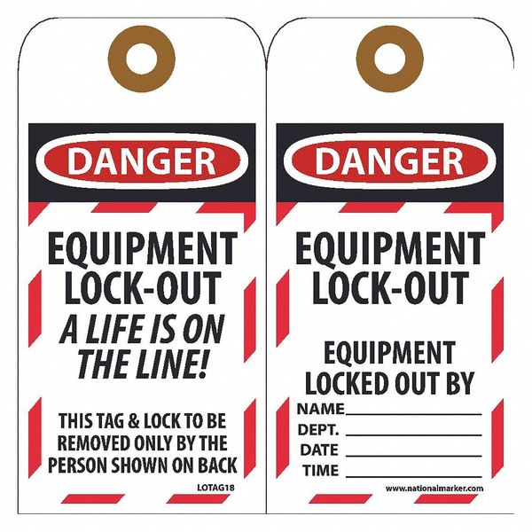 Nmc Danger Equipment Lock-Out A Life Is On The Line! Tag, Pk25 LOTAG18-25