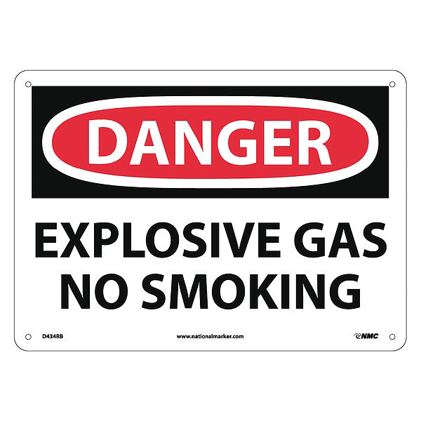 Nmc Danger Explosive Gas No Smoking Sign, D434RB D434RB