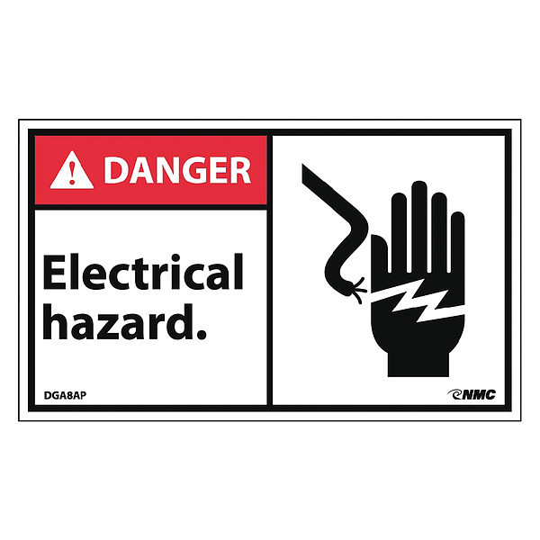 Nmc Danger Electrical Hazard Label, Pk5, DGA8AP DGA8AP