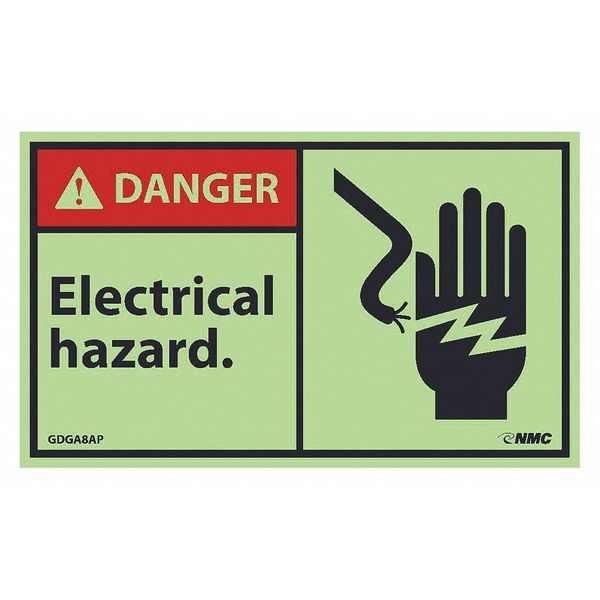 Nmc Danger Electrical Hazard Label, Pk5, GDGA8AP GDGA8AP