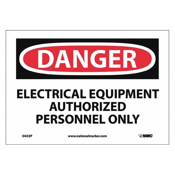 Nmc Danger Electrical Equipment Sign, D433P D433P