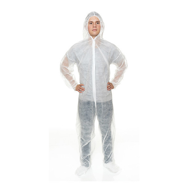 International Enviroguard Coverall with Hood and Boot, L, White, PK25, L, White 2019