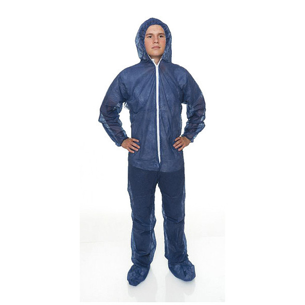 International Enviroguard Coverall with Hood and Boot, XL, Blue, PK25, XL, 25 PK, Blue N2019