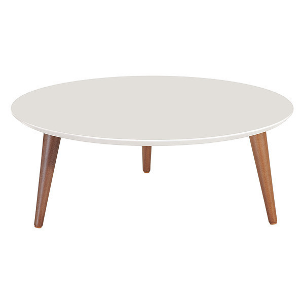 Manhattan Comfort Round Moore 23.62" Round Low Coffee Table in Off White, 31.49 W, 31.49 L, 11.81 H, Off White 252352