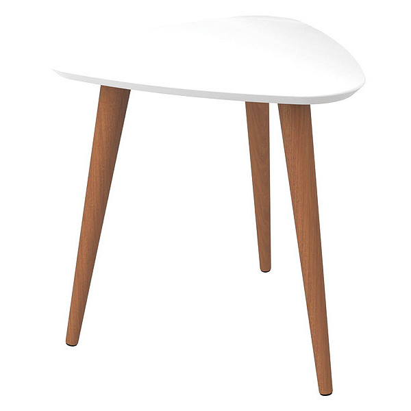 Manhattan Comfort Triangle Utopia High Triangle End Table in White Gloss, 20.07 W, 18.89 L, 19.68 H, MDF Top 89851