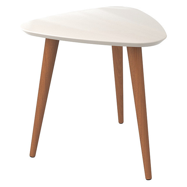 Manhattan Comfort Triangle Utopia High Triangle End Table in Off White, 20.07 W, 18.89 L, 19.68 H, MDF Top, Off White 89852