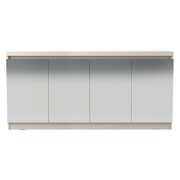 Manhattan Comfort Buffet Cabinet, Mirror, 6-Shelf, White, 62.99" 105955