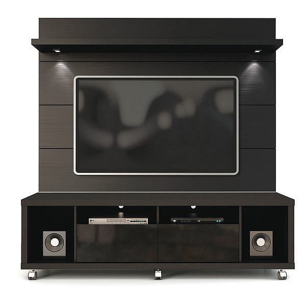 Manhattan Comfort Cabrini TV Stand and Floating Wall TV Panel 1.8, Black 2-1541382253