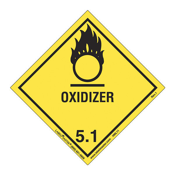 Labelmaster Oxidizer Label, Worded, Paper, PK50 HML11S