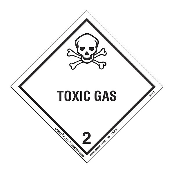 Labelmaster Toxic Gas Label, Worded, Paper, PK50 HML25S