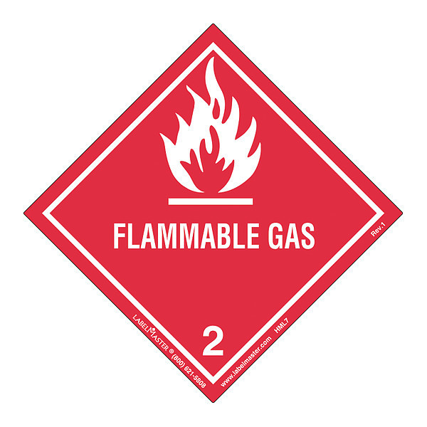 Labelmaster Flammable Gas Label, Worded, PK50 HML7S